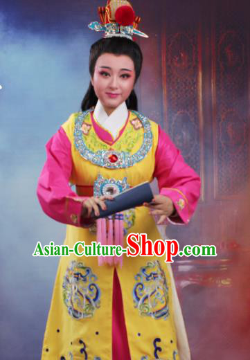 Chinese Traditional Peking Opera Crown Prince Embroidered Yellow Robe Beijing Opera Niche Costume for Men