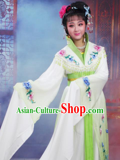 Chinese Traditional Huangmei Opera Nobility Lady Embroidered Green Dress Beijing Opera Hua Dan Costume for Women