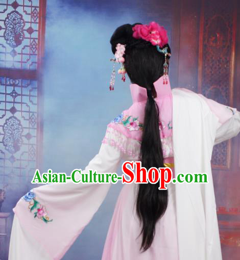 Chinese Traditional Huangmei Opera Nobility Lady Embroidered Pink Dress Beijing Opera Hua Dan Costume for Women
