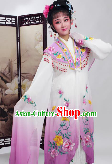 Chinese Traditional Huangmei Opera Embroidered Purple Dress Beijing Opera Hua Dan Costume for Women