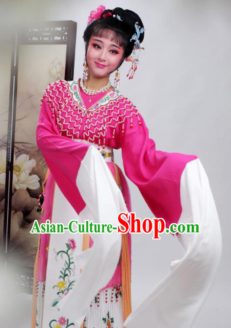 Chinese Traditional Huangmei Opera Princess Rosy Dress Beijing Opera Hua Dan Costume for Women