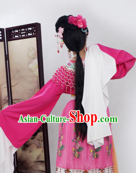 Chinese Traditional Huangmei Opera Princess Rosy Dress Beijing Opera Hua Dan Costume for Women