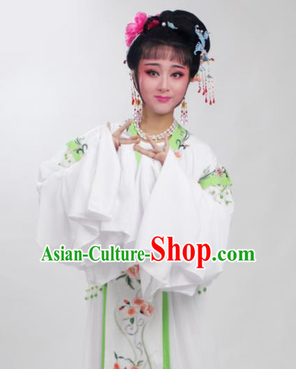 Chinese Traditional Huangmei Opera Embroidered Green Peony Dress Beijing Opera Hua Dan Costume for Women