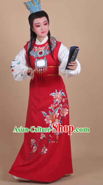 Chinese Traditional Peking Opera Jia Baoyu Embroidered Red Robe Beijing Opera Niche Costume for Men