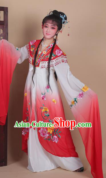 Chinese Traditional Huangmei Opera Actress Embroidered Red Dress Beijing Opera Hua Dan Costume for Women