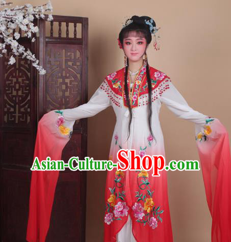 Chinese Traditional Huangmei Opera Actress Embroidered Red Dress Beijing Opera Hua Dan Costume for Women