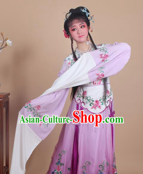 Chinese Traditional Huangmei Opera Nobility Lady Embroidered Purple Dress Beijing Opera Hua Dan Costume for Women