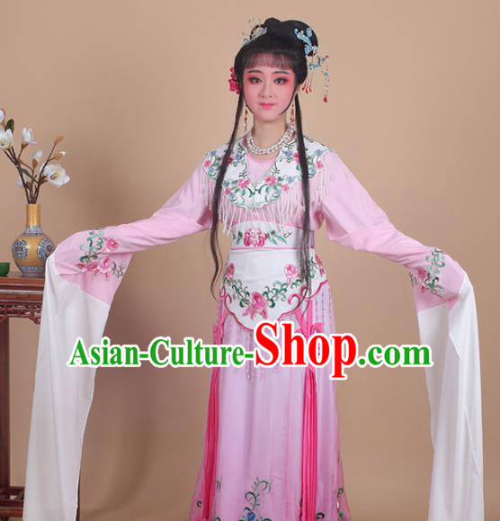 Chinese Traditional Huangmei Opera Nobility Lady Embroidered Pink Dress Beijing Opera Hua Dan Costume for Women