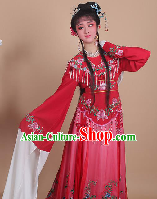 Chinese Traditional Huangmei Opera Nobility Lady Embroidered Red Dress Beijing Opera Hua Dan Costume for Women