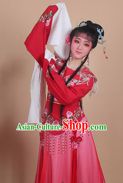 Chinese Traditional Huangmei Opera Nobility Lady Embroidered Red Dress Beijing Opera Hua Dan Costume for Women
