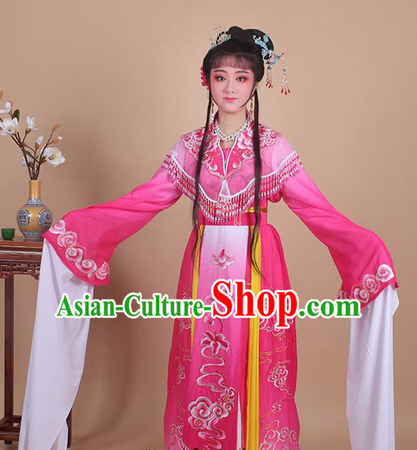 Chinese Traditional Shaoxing Opera Peri Embroidered Rosy Dress Beijing Opera Princess Hua Dan Costume for Women