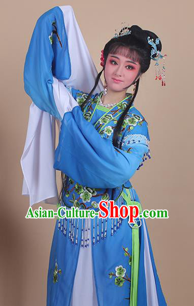 Chinese Traditional Shaoxing Opera Embroidered Plum Blossom Royalblue Dress Beijing Opera Princess Hua Dan Costume for Women