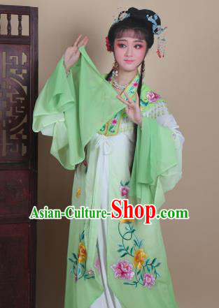 Chinese Traditional Huangmei Opera Actress Embroidered Green Dress Beijing Opera Hua Dan Costume for Women