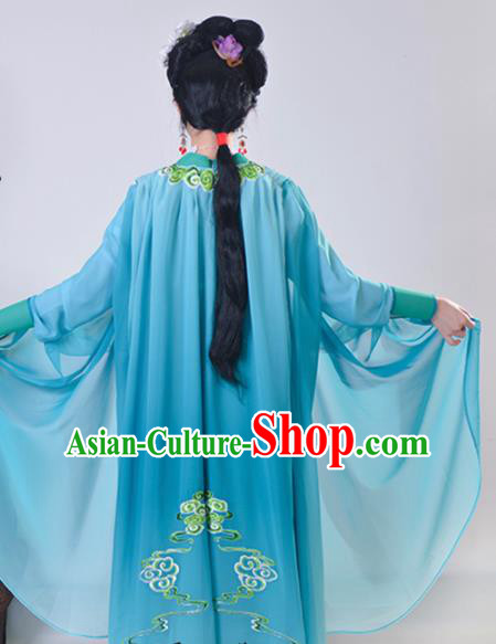 Chinese Traditional Shaoxing Opera Swordswoman Embroidered Green Dress Beijing Opera Princess Hua Dan Costume for Women