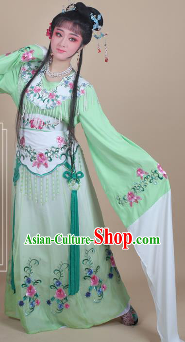 Chinese Traditional Huangmei Opera Nobility Lady Embroidered Green Dress Beijing Opera Hua Dan Costume for Women