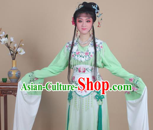 Chinese Traditional Huangmei Opera Nobility Lady Embroidered Green Dress Beijing Opera Hua Dan Costume for Women