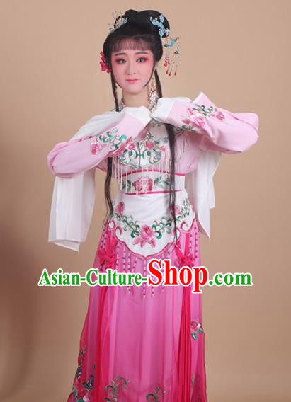 Chinese Traditional Huangmei Opera Nobility Lady Embroidered Rosy Dress Beijing Opera Hua Dan Costume for Women