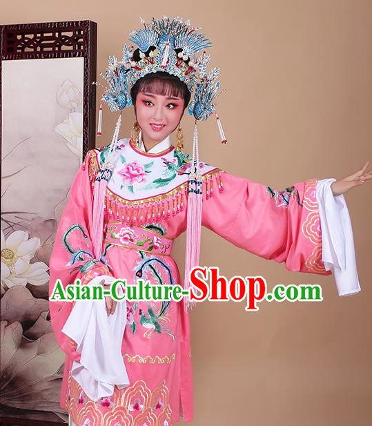 Chinese Traditional Shaoxing Opera Imperial Consort Embroidered Pink Dress Beijing Opera Hua Dan Costume for Women