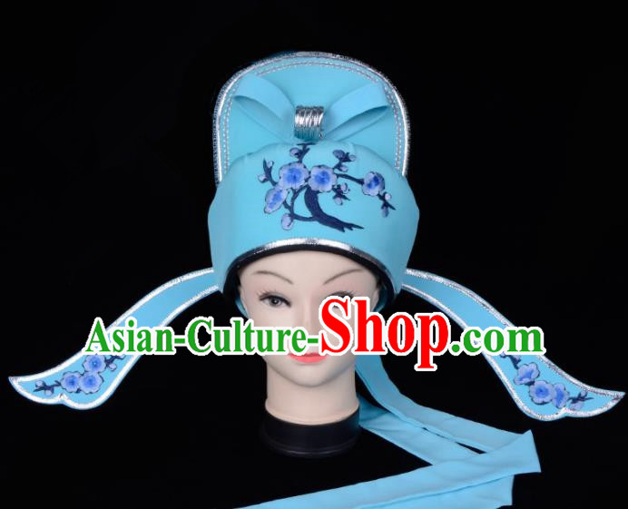 Chinese Traditional Beijing Opera Gifted Scholar Headwear Peking Opera Niche Green Hat for Men