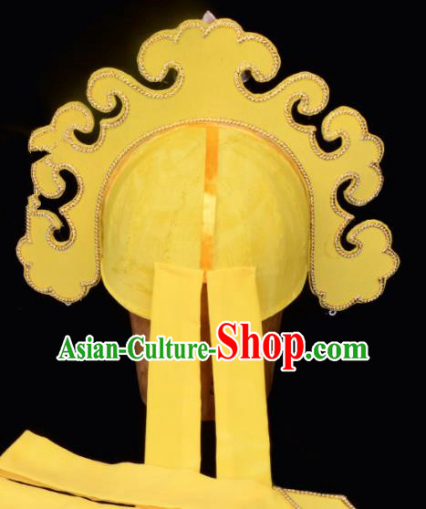 Chinese Traditional Beijing Opera Gifted Scholar Headwear Peking Opera Niche Yellow Hat for Men