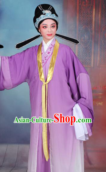 Chinese Traditional Peking Opera Scholar Purple Robe Beijing Opera Niche Costume for Men