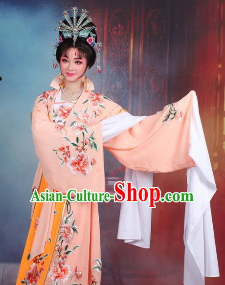 Chinese Traditional Shaoxing Opera Queen Embroidered Orange Dress Beijing Opera Hua Dan Costume for Women