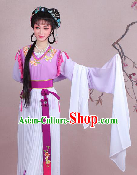 Chinese Traditional Shaoxing Opera Servant Girl Embroidered Purple Dress Beijing Opera Maidservants Costume for Women