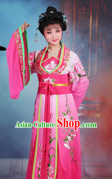 Chinese Traditional Shaoxing Opera Imperial Consort Embroidered Rosy Dress Beijing Opera Hua Dan Costume for Women