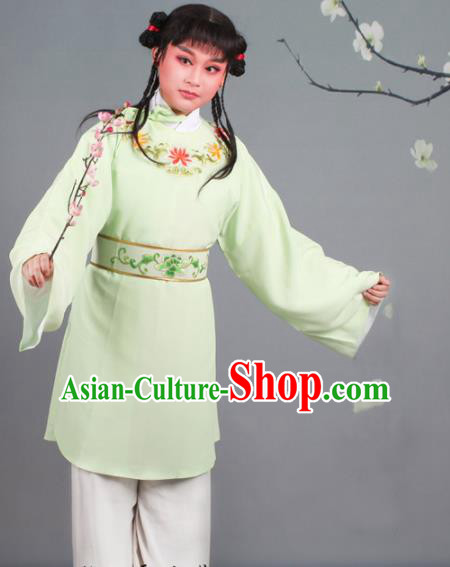 Chinese Traditional Peking Opera Livehand Green Clothing Beijing Opera Servant Costume for Men