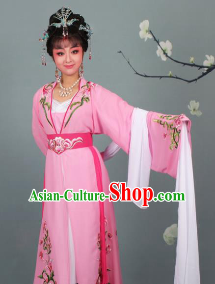 Chinese Traditional Huangmei Opera Princess Embroidered Pink Dress Beijing Opera Hua Dan Costume for Women