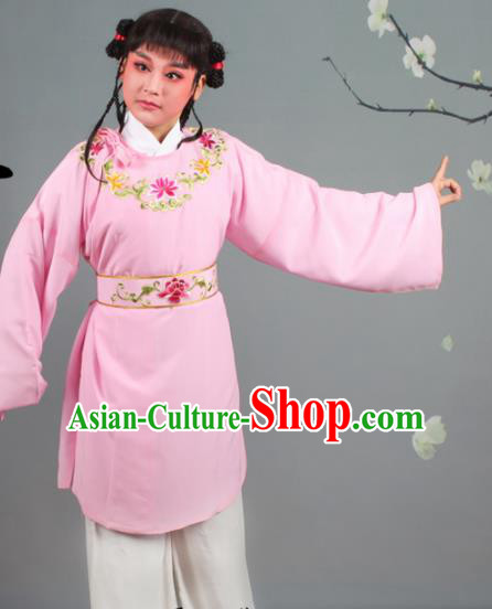 Chinese Traditional Peking Opera Livehand Pink Clothing Beijing Opera Servant Costume for Men