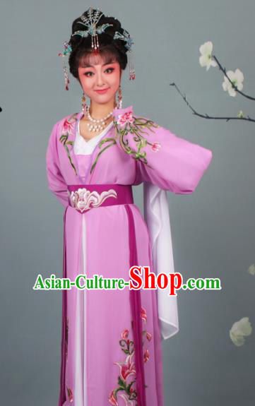 Chinese Traditional Huangmei Opera Princess Embroidered Purple Dress Beijing Opera Hua Dan Costume for Women