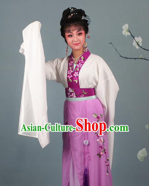 Chinese Traditional Huangmei Opera Rich Lady Embroidered Purple Dress Beijing Opera Hua Dan Costume for Women