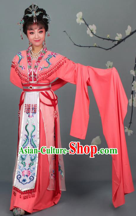 Chinese Traditional Huangmei Opera Imperial Consort Embroidered Rosy Dress Beijing Opera Court Lady Costume for Women