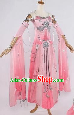 Chinese Traditional Cosplay Female Knight Pink Hanfu Dress Ancient Swordswoman Winter Costume for Women