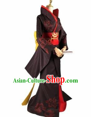 Chinese Traditional Cosplay Princess Black Hanfu Dress Ancient Swordswoman Costume for Women