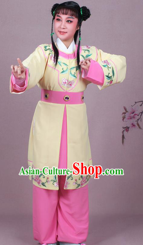 Chinese Traditional Peking Opera Servant Yellow Clothing Beijing Opera Livehand Costume for Men