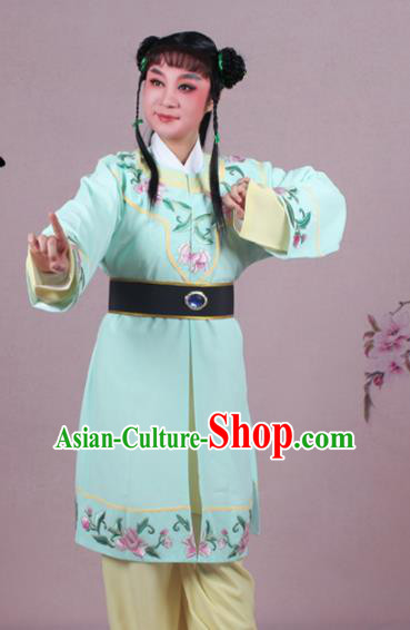 Chinese Traditional Peking Opera Servant Green Clothing Beijing Opera Livehand Costume for Men