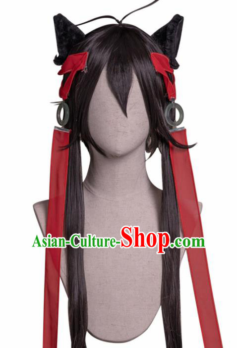 Chinese Traditional Cosplay Knight Wigs Halloween Swordsman Wig Sheath for Men