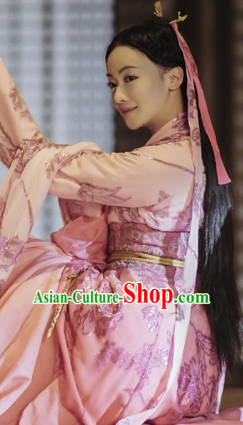 Chinese Ancient Dancer Hanfu Dress The Lengend of Haolan Warring States Period Palace Lady Historical Costume and Headpiece for Women