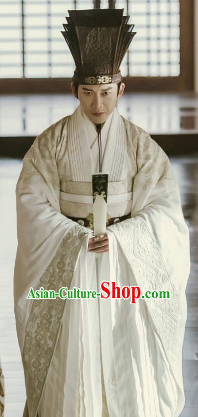 Chinese Ancient Prime Minister Clothing The Lengend of Haolan Qin Dynasty Chancellor Lv Buwei Historical Costume for Men