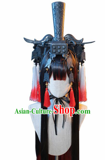 Chinese Traditional Cosplay Hair Accessories Ancient Swordswoman Wigs and Hair Crown for Women