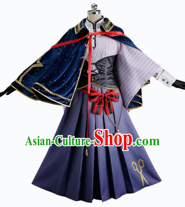 Traditional Halloween Cosplay Swordswoman Costume Chinese Ancient Peri Purple Hanfu Dress for Women