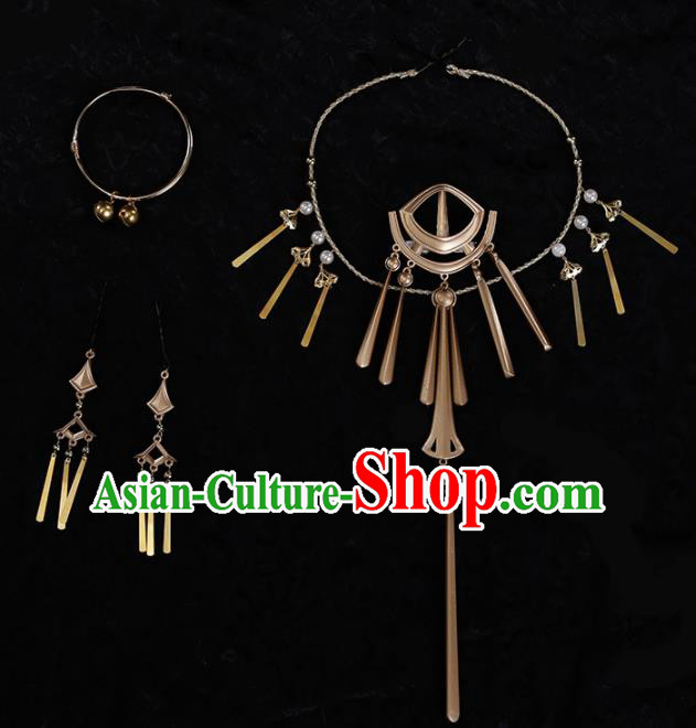 Chinese Traditional Jewelry Accessories Ancient Princess Necklace and Earrings for Women