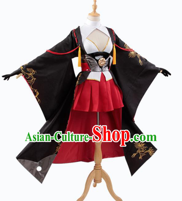 Traditional Halloween Cosplay Swordswoman Costume Chinese Ancient Heroine Black Hanfu Dress for Women