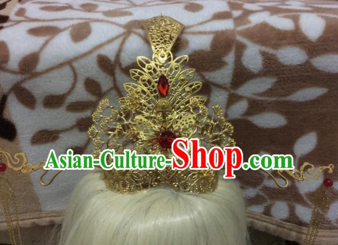 Chinese Traditional Hanfu Hair Accessories Ancient Prince Golden Hair Crown for Men