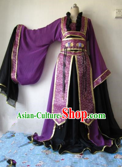 Chinese Traditional Court Queen Costume Ancient Empress Purple Hanfu Dress for Women