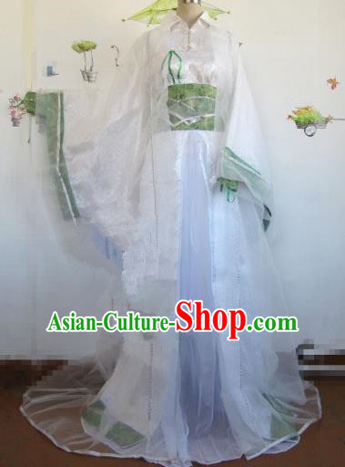 Chinese Traditional Cosplay Royal Highness Costume Ancient Swordsman White Hanfu Clothing for Men