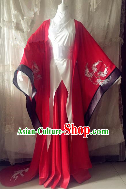 Chinese Traditional Cosplay Prince Wedding Costume Ancient Swordsman Red Hanfu Clothing for Men