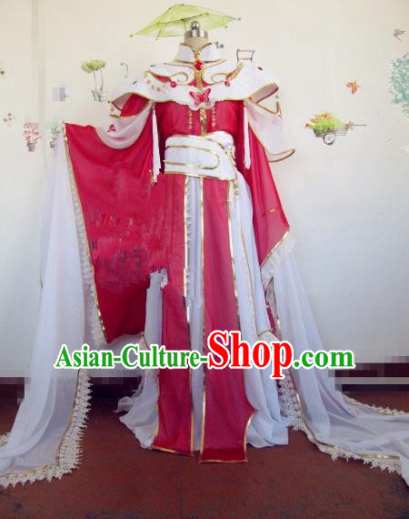 Chinese Traditional Cosplay Princess Red Costume Ancient Swordswoman Palace Lady Hanfu Dress for Women